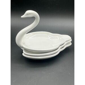 Vintage Italian Ceramic Swan Candy Dish Signed. Lot of‎ 3. Made in Italy